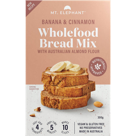 Mt. Elephant Wholefood Bread Mix Banana & Cinnamon 300g - Dr Earth - Baking