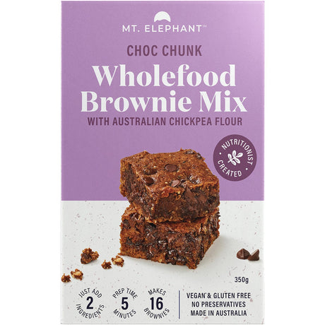 Mt. Elephant Wholefood Brownie Mix Choc Chunk 350g - Dr Earth - Baking
