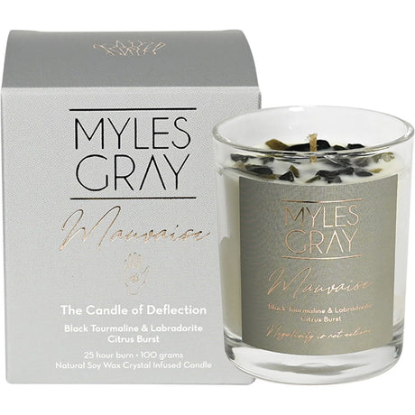 Myles Gray Crystal Infused Soy Candle Mini Citrus Burst 100g - Dr Earth - Aromatherapy