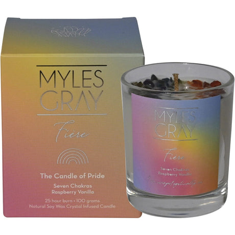 Myles Gray Crystal Infused Soy Candle Mini Pride Raspberry Vanilla 100g - Dr Earth - Aromatherapy