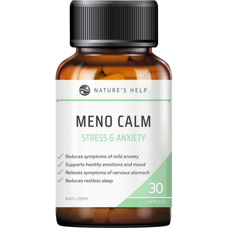 Nature's Help Meno Calm Stress & Anxiety Capsules 30 Caps - Dr Earth - Women's Health