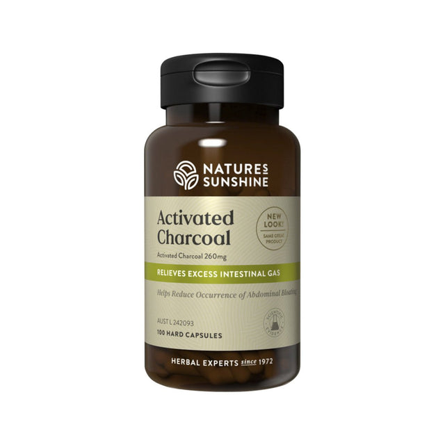 NATURE'S SUNSHINE Activated Charcoal 260mg 100c - Dr Earth - Supplements