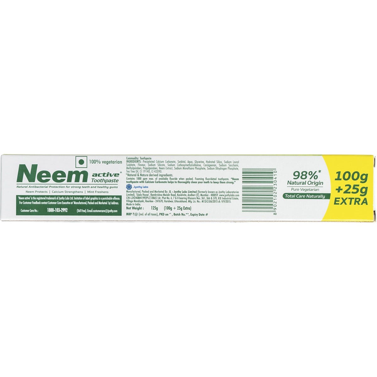 Neem Active Toothpaste Neem 125g - Dr Earth - Oral Care