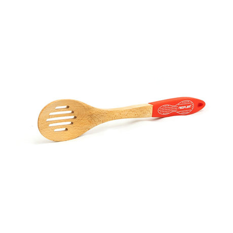 Neoflam Beechwood Slotted Spoon Red Silicon Handle - Dr Earth - Eco Living, Cookware, Knives - Utensils - Cutlery