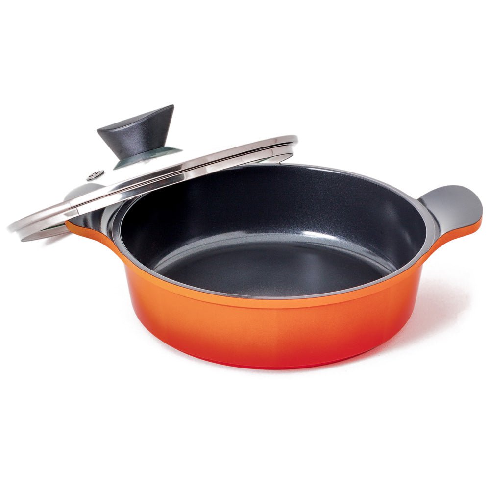 Neoflam Venn 24cm Low casserole Induction Orange - Dr Earth - Eco Living, Cookware, Stockpots & Casseroles