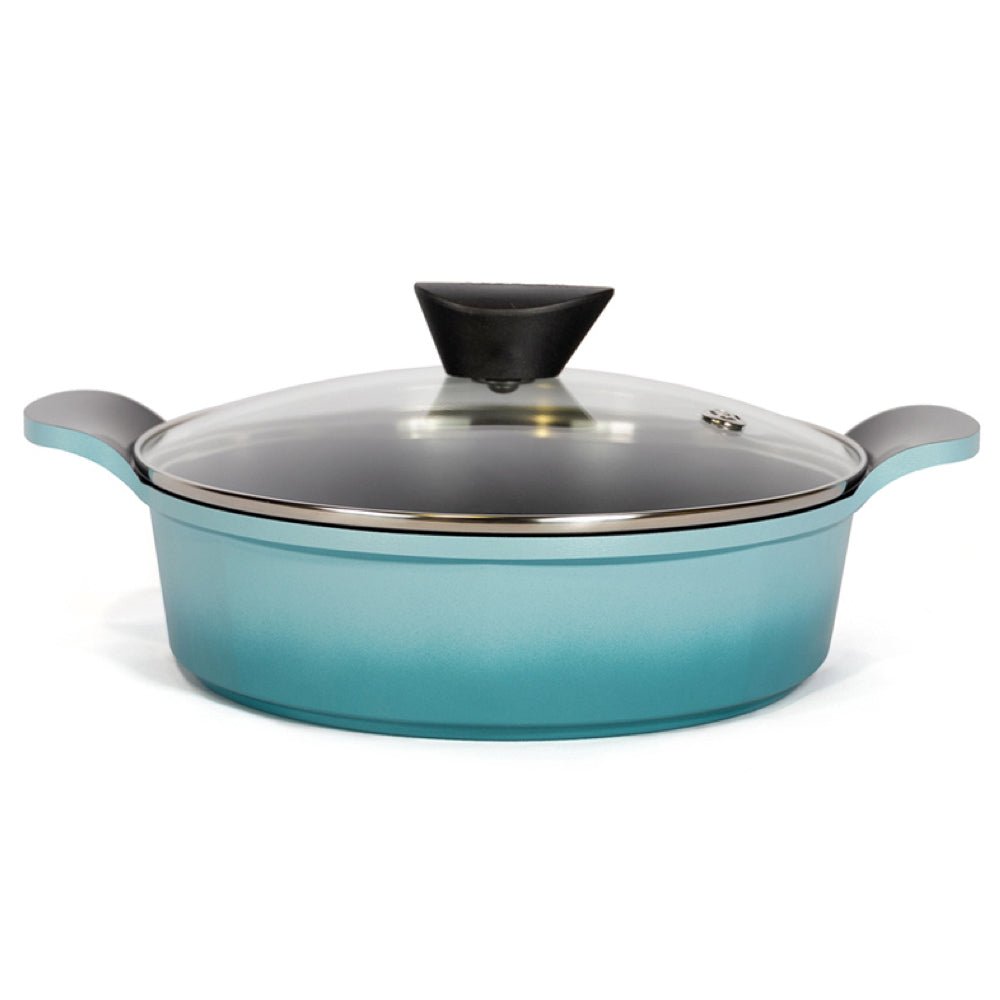 Neoflam Venn 24cm Low casserole Induction Turquoise - Dr Earth - Eco Living, Cookware, Stockpots & Casseroles