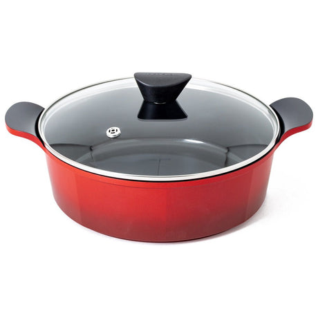 Neoflam Venn 28cm Low Casserole Induction Red - Dr Earth - Eco Living, Cookware, Stockpots & Casseroles