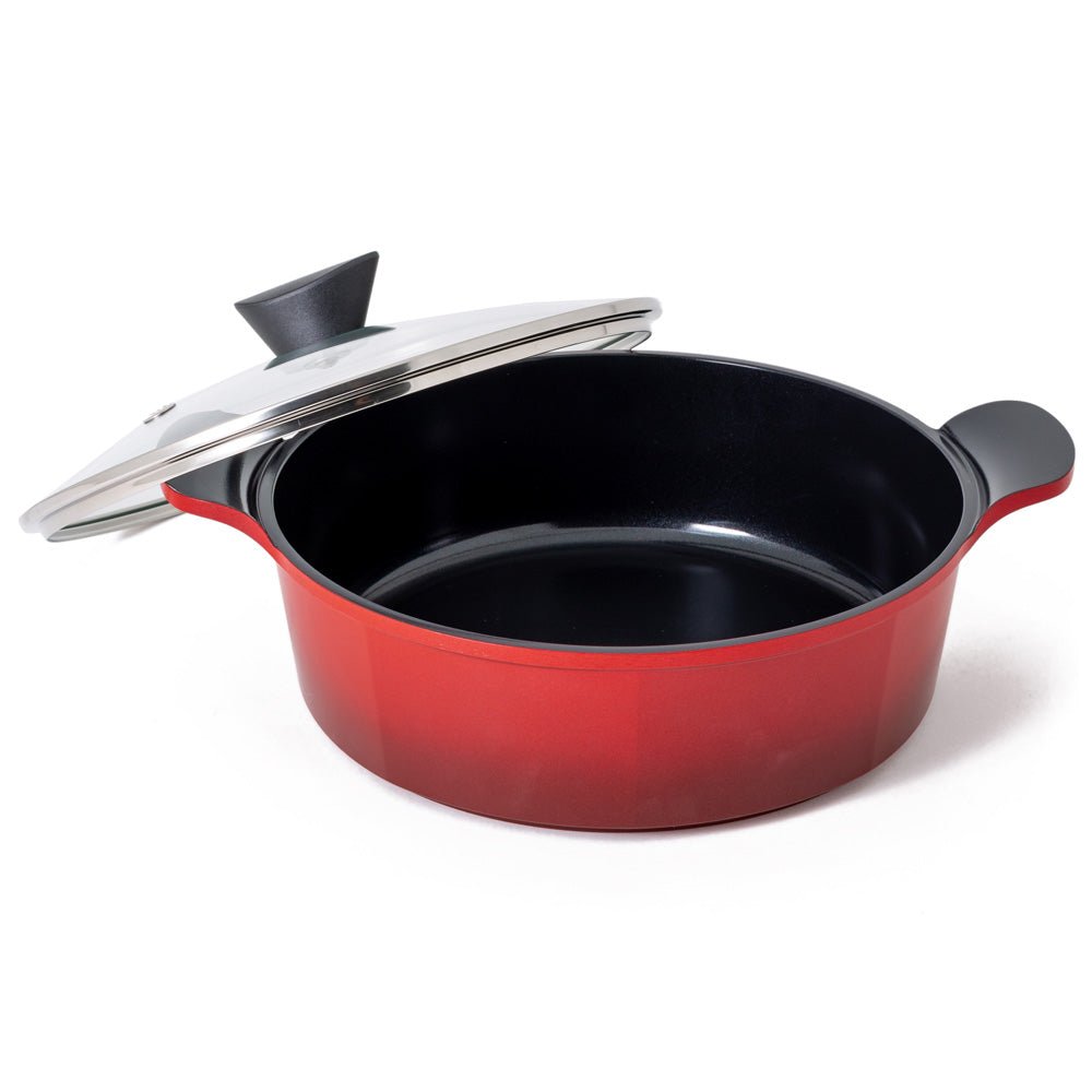 Neoflam Venn 28cm Low Casserole Induction Red - Dr Earth - Eco Living, Cookware, Stockpots & Casseroles