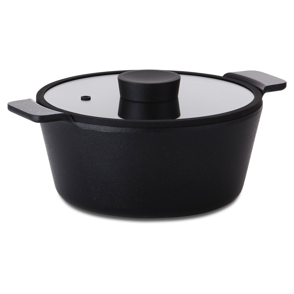 Neoflam Vulcan 24cm Casserole with glass lid Induction Black - Dr Earth - Eco Living, Cookware, Stockpots & Casseroles