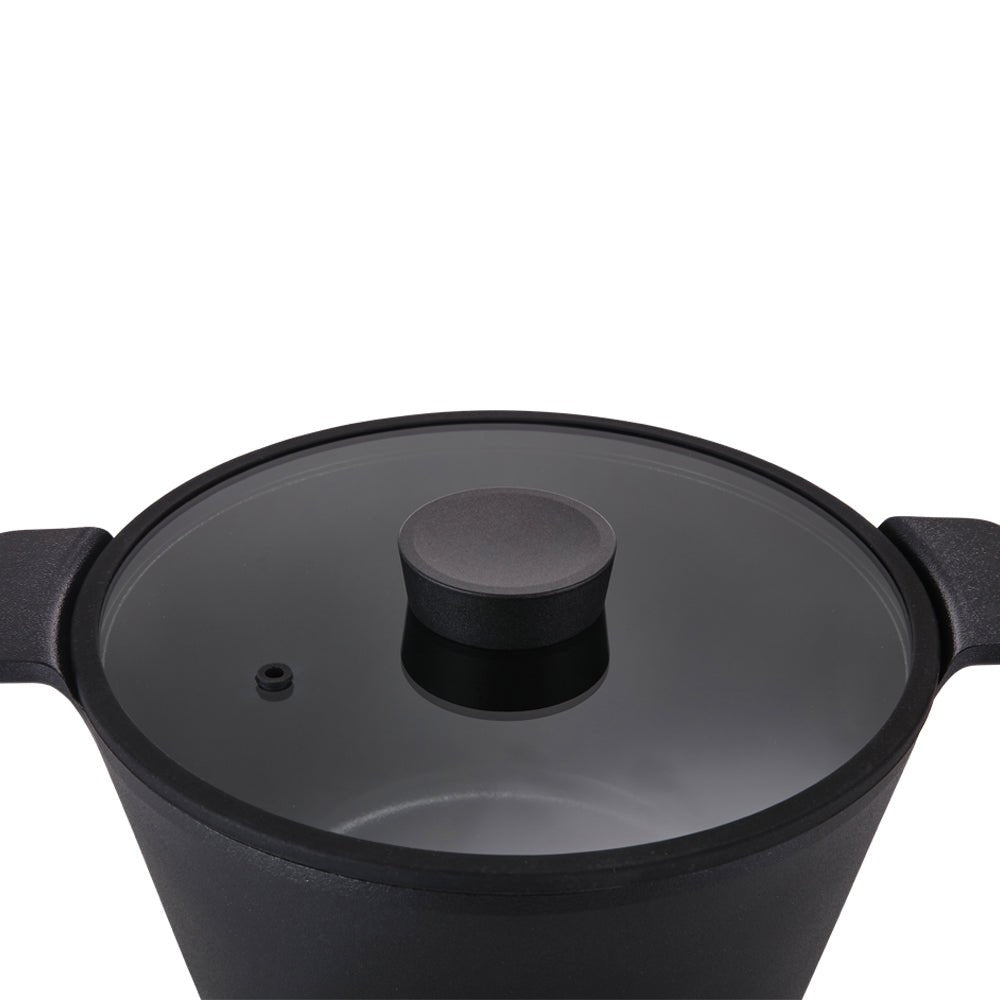 Neoflam Vulcan 24cm Casserole with glass lid Induction Black - Dr Earth - Eco Living, Cookware, Stockpots & Casseroles