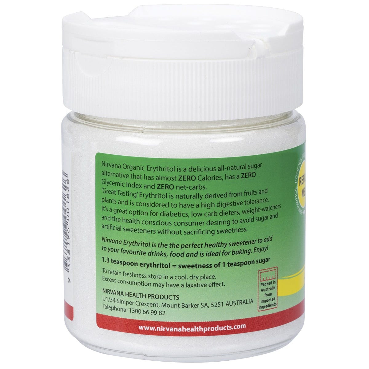 Nirvana Organics Erythritol Pure Organic Refillable Shaker 200g - Dr Earth - Sweeteners