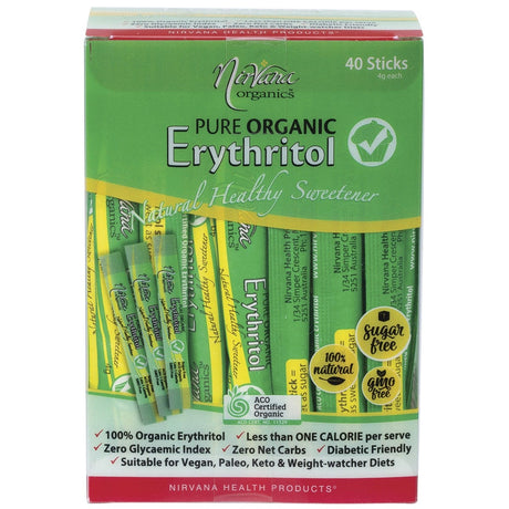 Nirvana Organics Erythritol Pure Organic Sticks 40x4g - Dr Earth - Sweeteners