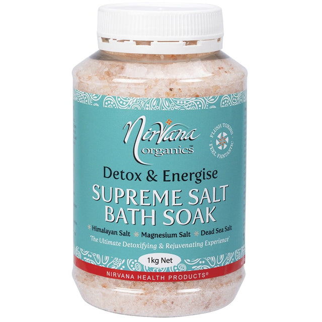 Nirvana Organics Himalayan Crystal Salt Detox Supreme Bath Soak 1kg - Dr Earth - Bath & Body, Magnesium & Salts, Detox