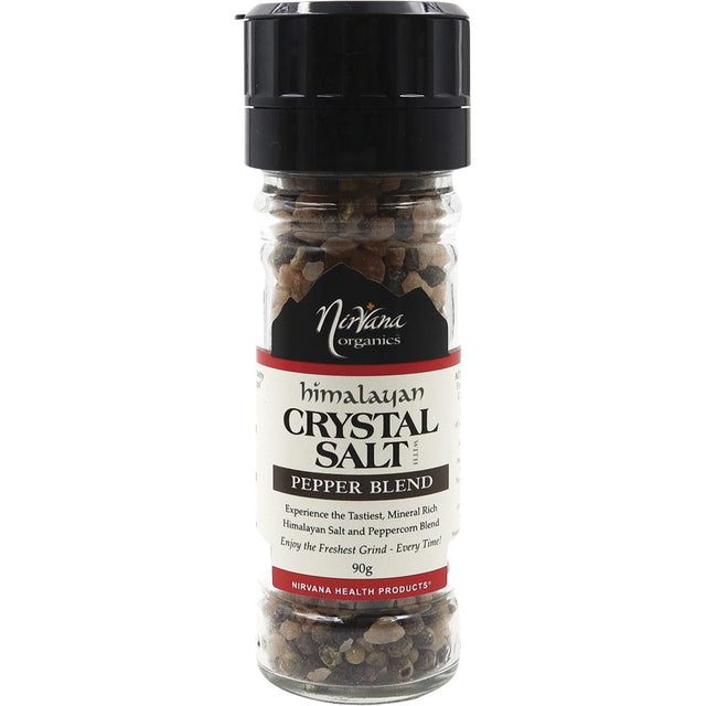 Nirvana Organics Himalayan Salt Pepper Glass Grinder 90g - Dr Earth - Herbs Spices & Seasonings