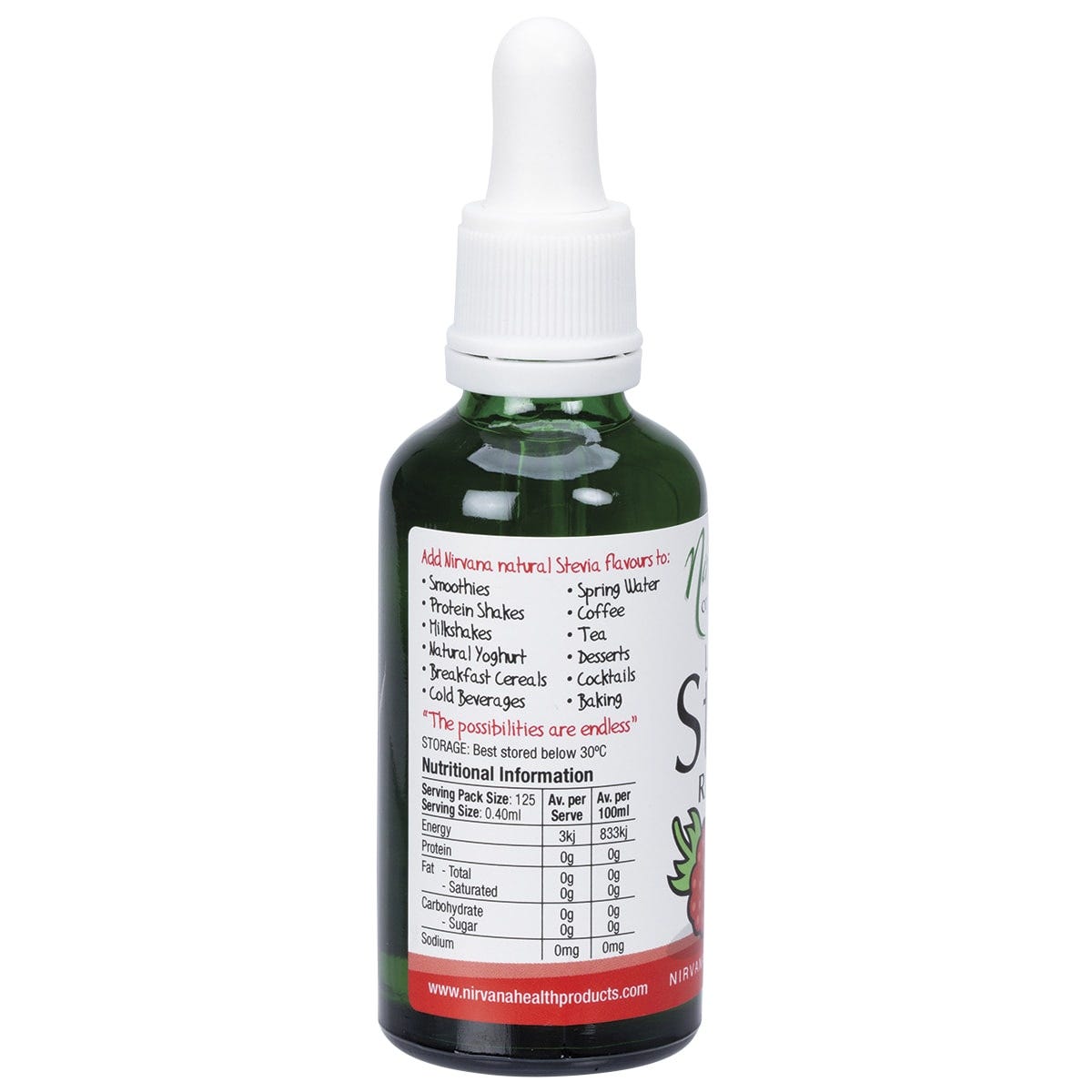 Nirvana Organics Liquid Stevia Raspberry 50ml - Dr Earth - Sweeteners