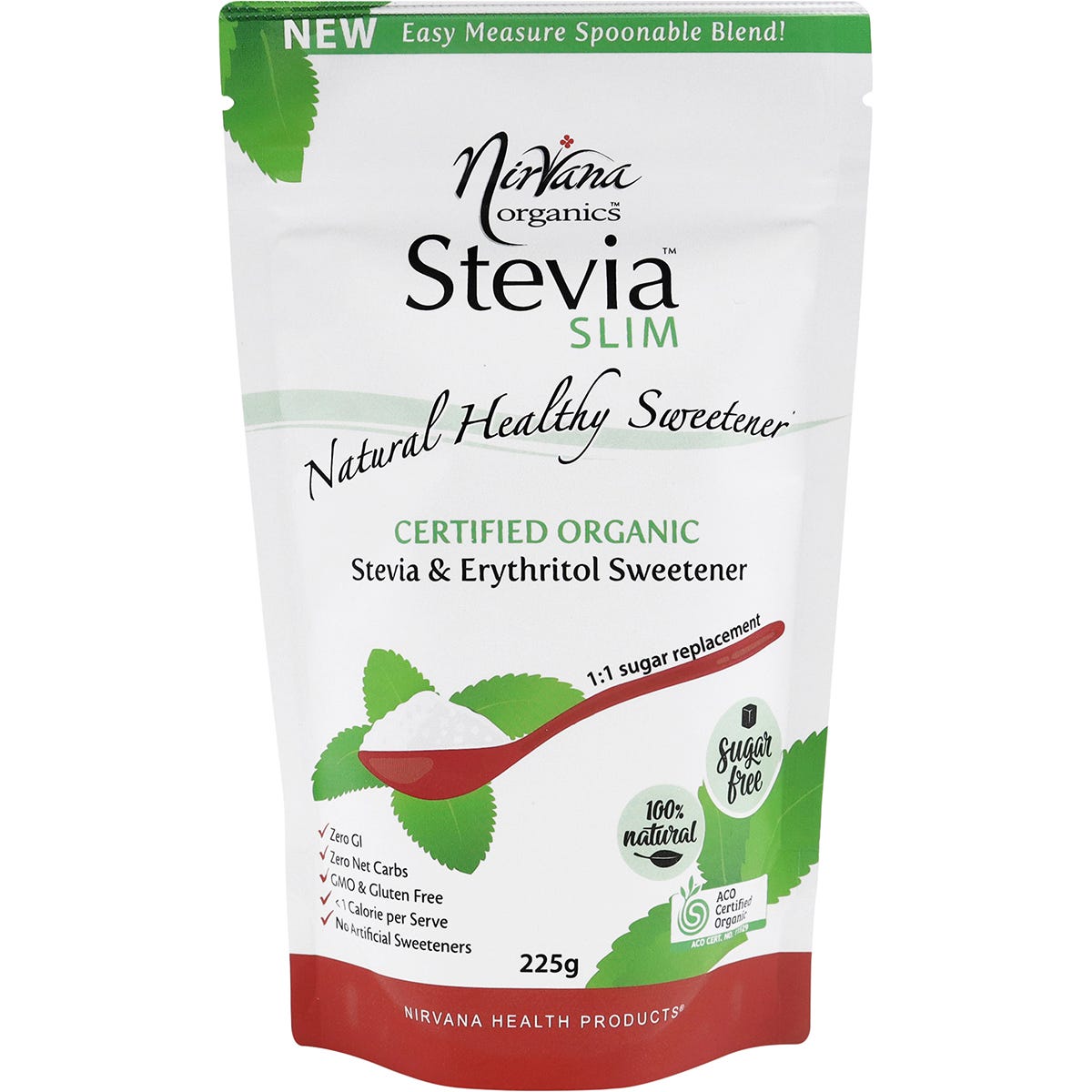 Nirvana Organics Stevia & Erythritol Sweetener Stevia Slim Spoonable 225g - Dr Earth - Sweeteners