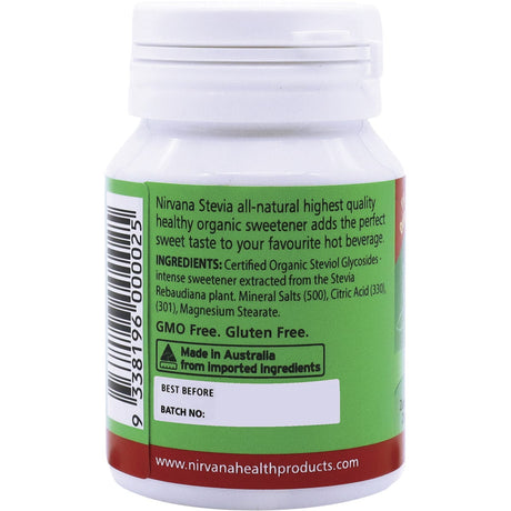 Nirvana Organics Stevia Tablets 250 Tabs - Dr Earth - Sweeteners