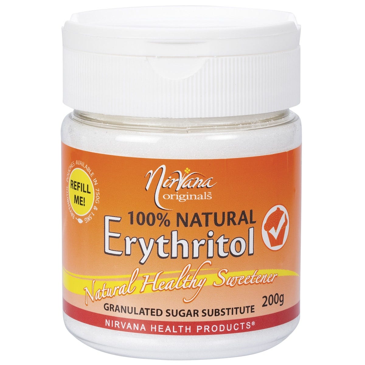 Nirvana Originals Erythritol 100% Natural Refillable Shaker 200g - Dr Earth - Sweeteners