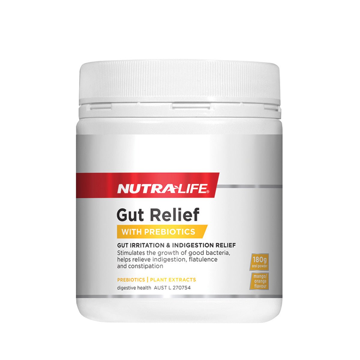 NUTRALIFE Gut Relief Mango/Orange Oral Powder 180g - Dr Earth - Supplements