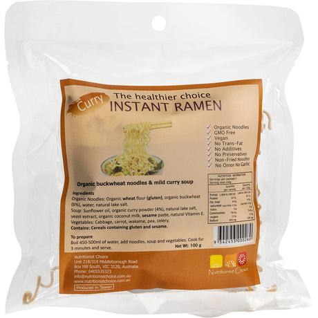 Nutritionist Choice Instant Buckwheat Ramen Mild Curry 100g - Dr Earth - Convenience Meals, Rice Pasta & Noodles