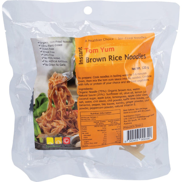 Nutritionist Choice Instant Tom Yum Brown Rice Noodle Kit 120g - Dr Earth - Convenience Meals, Rice Pasta & Noodles