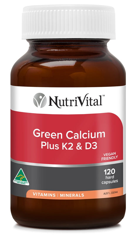 NutriVital Green Calcium Plus K2 & D3 Capsules 120 Capsules - Dr Earth - Supplements, Nutrivital