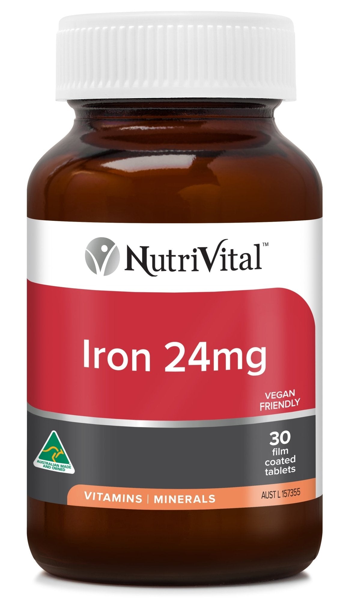 NutriVital Iron 24mg Tablets 30 tablets - Dr Earth - Supplements, Nutrivital