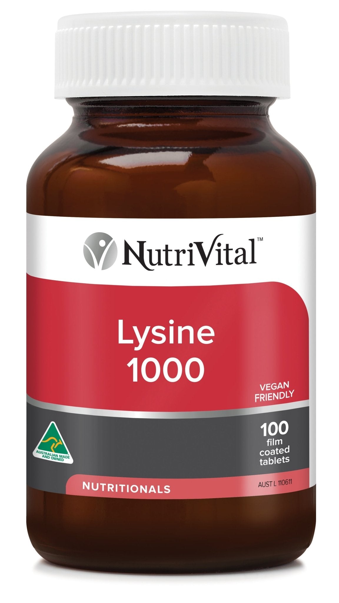 NutriVital Lysine 1000 Tablets 100 tablets - Dr Earth - Supplements, Nutrivital