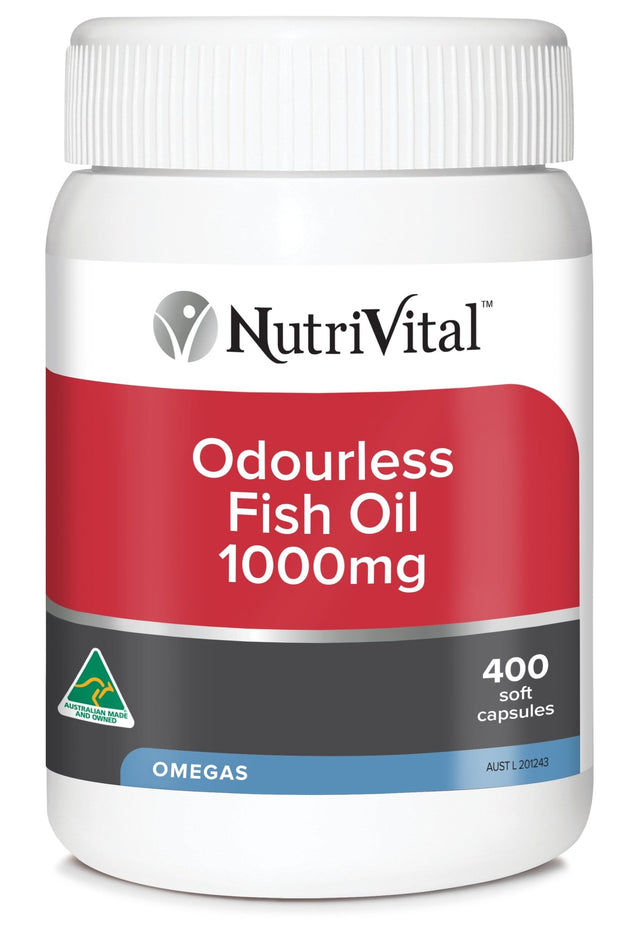 NutriVital Odourless Fish Oil 1000 mg Capsules 400 Capsules - Dr Earth - Supplements, Nutrivital
