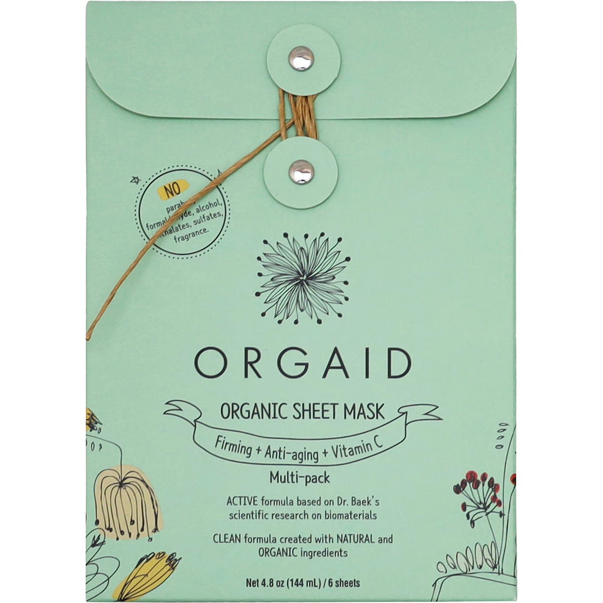 Orgaid Organic Sheet Mask Firming, Anti-Aging + Vitamin C 24ml - Dr Earth - Skincare