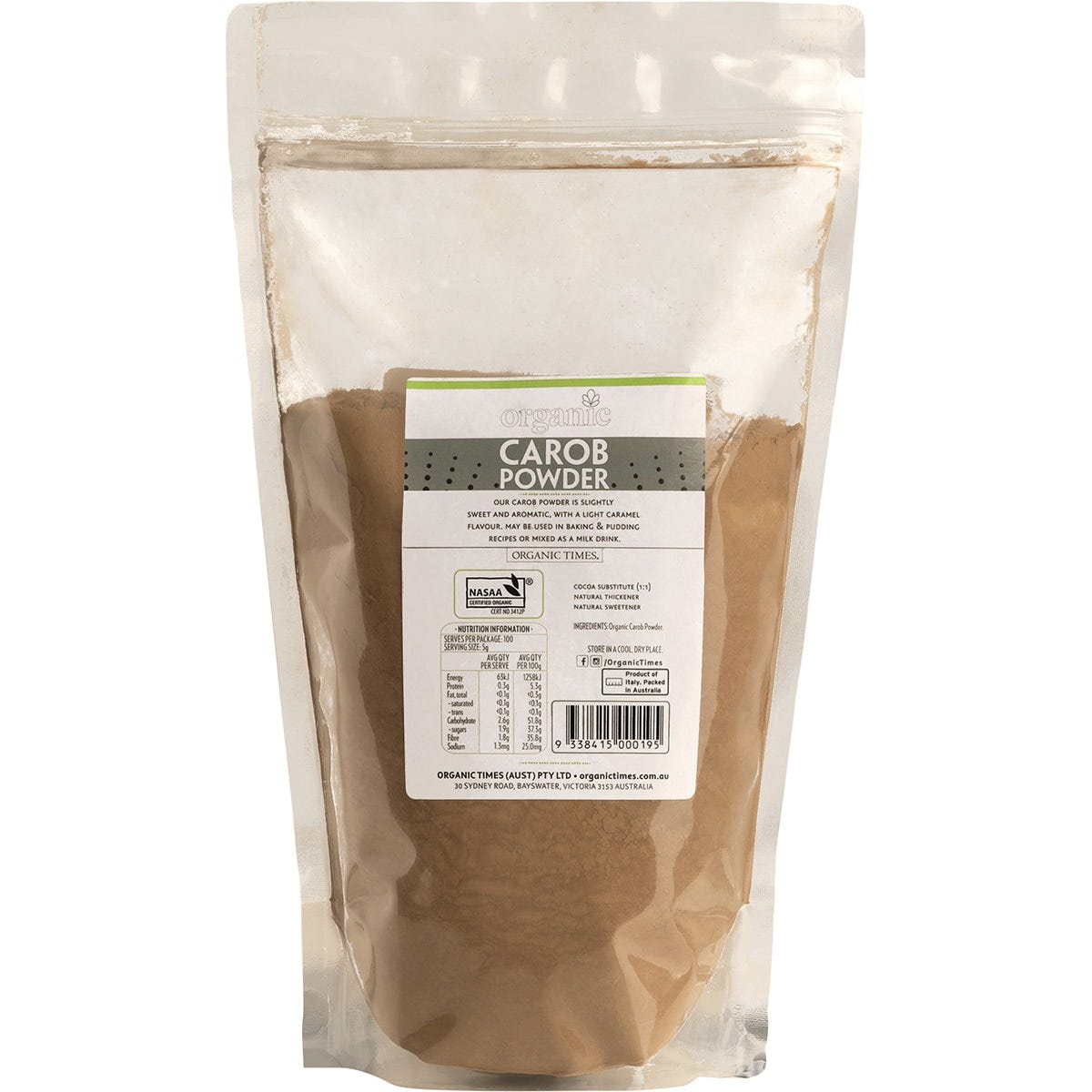 Organic Times Carob Powder 500g - Dr Earth - Baking