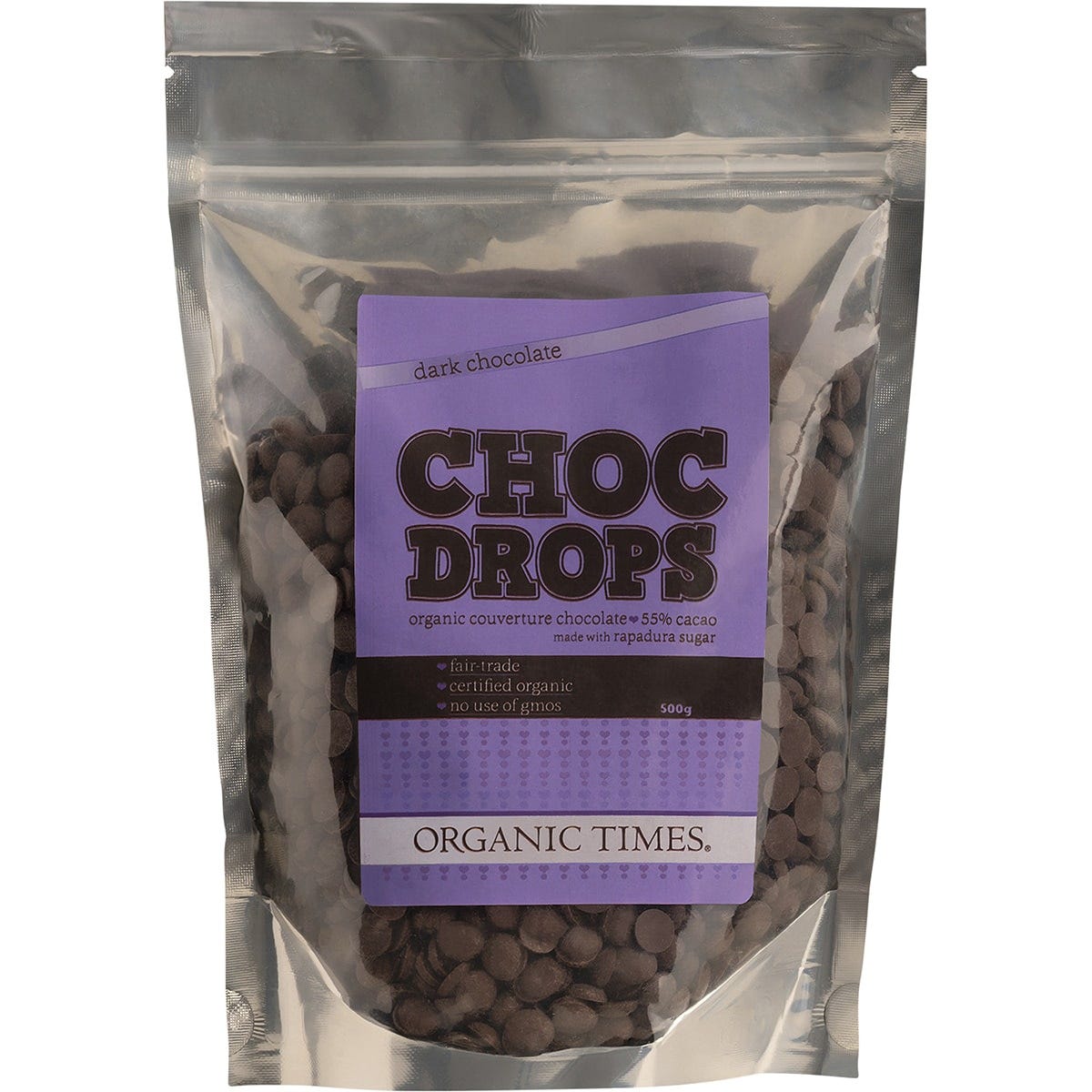 Organic Times Choc Drops Dark Couverture Drops 500g - Dr Earth - Baking