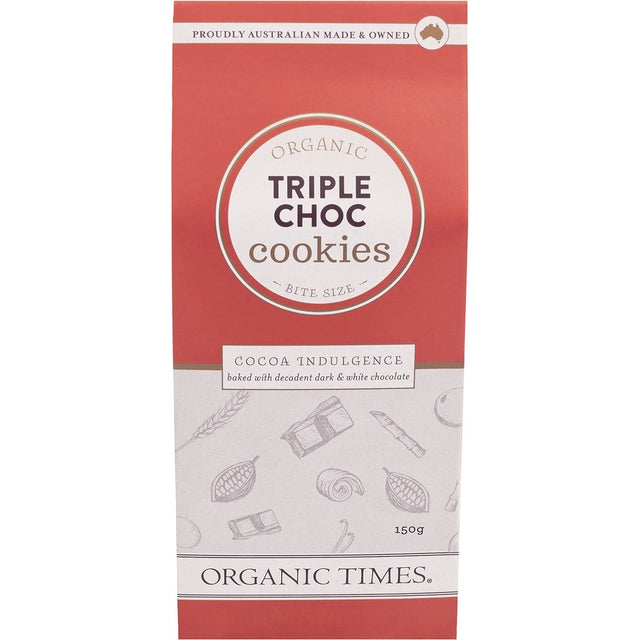 Organic Times Cookies Triple Choc Chip 150g - Dr Earth - Biscuits