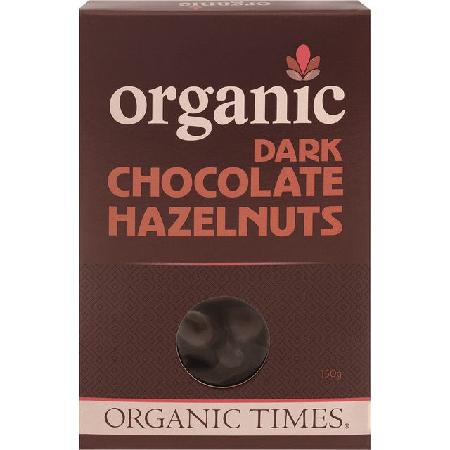 Organic Times Dark Chocolate Hazelnuts 150g - Dr Earth - Chocolate & Carob