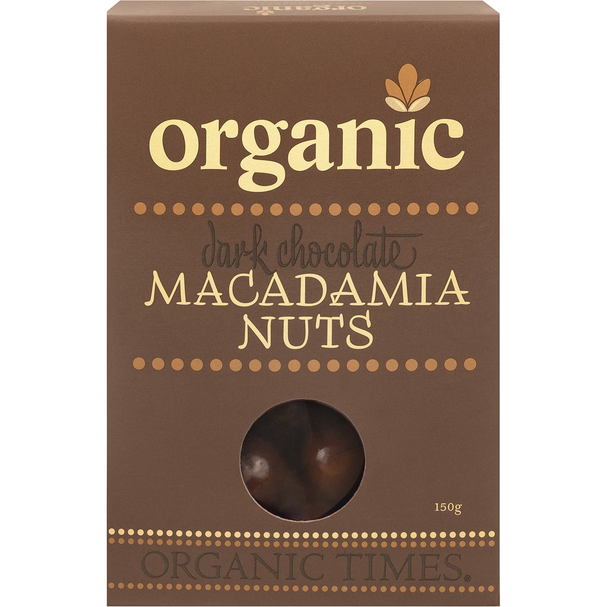 Organic Times Dark Chocolate Macadamia Nuts 150g - Dr Earth - Chocolate & Carob