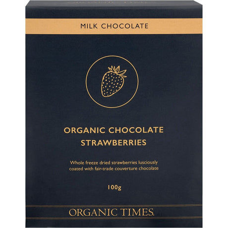 Organic Times Milk Chocolate Strawberries 100g - Dr Earth - Chocolate & Carob