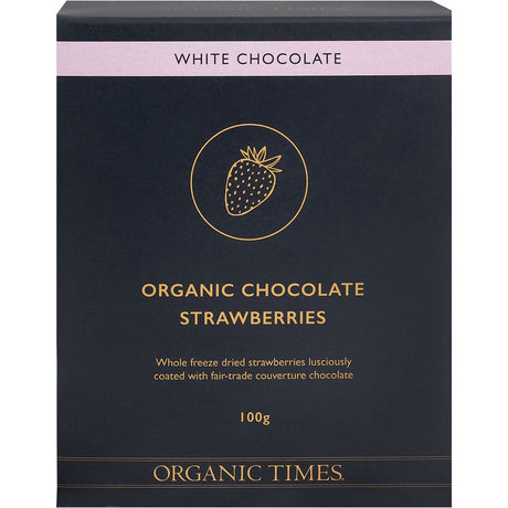 Organic Times White Chocolate Strawberries 100g - Dr Earth - Chocolate & Carob