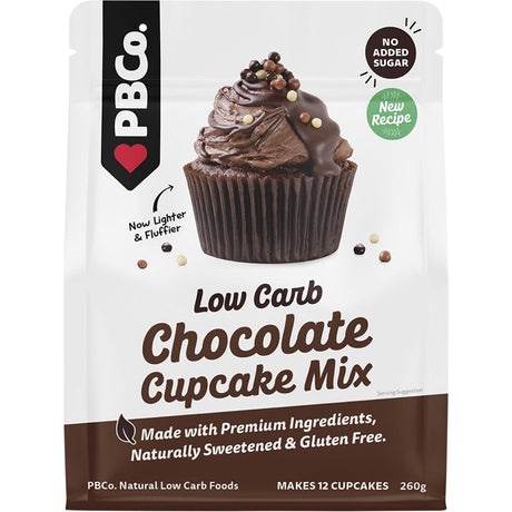 PBco Chocolate Cupcake Mix Low Carb 260g - Dr Earth - Baking