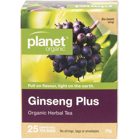 Planet Organic Herbal Tea Bags Ginseng Plus 25pk - Dr Earth - Drinks