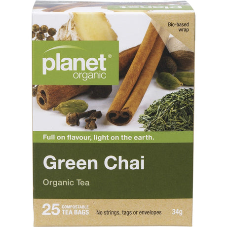 Planet Organic Herbal Tea Bags Green Chai 25pk - Dr Earth - Drinks