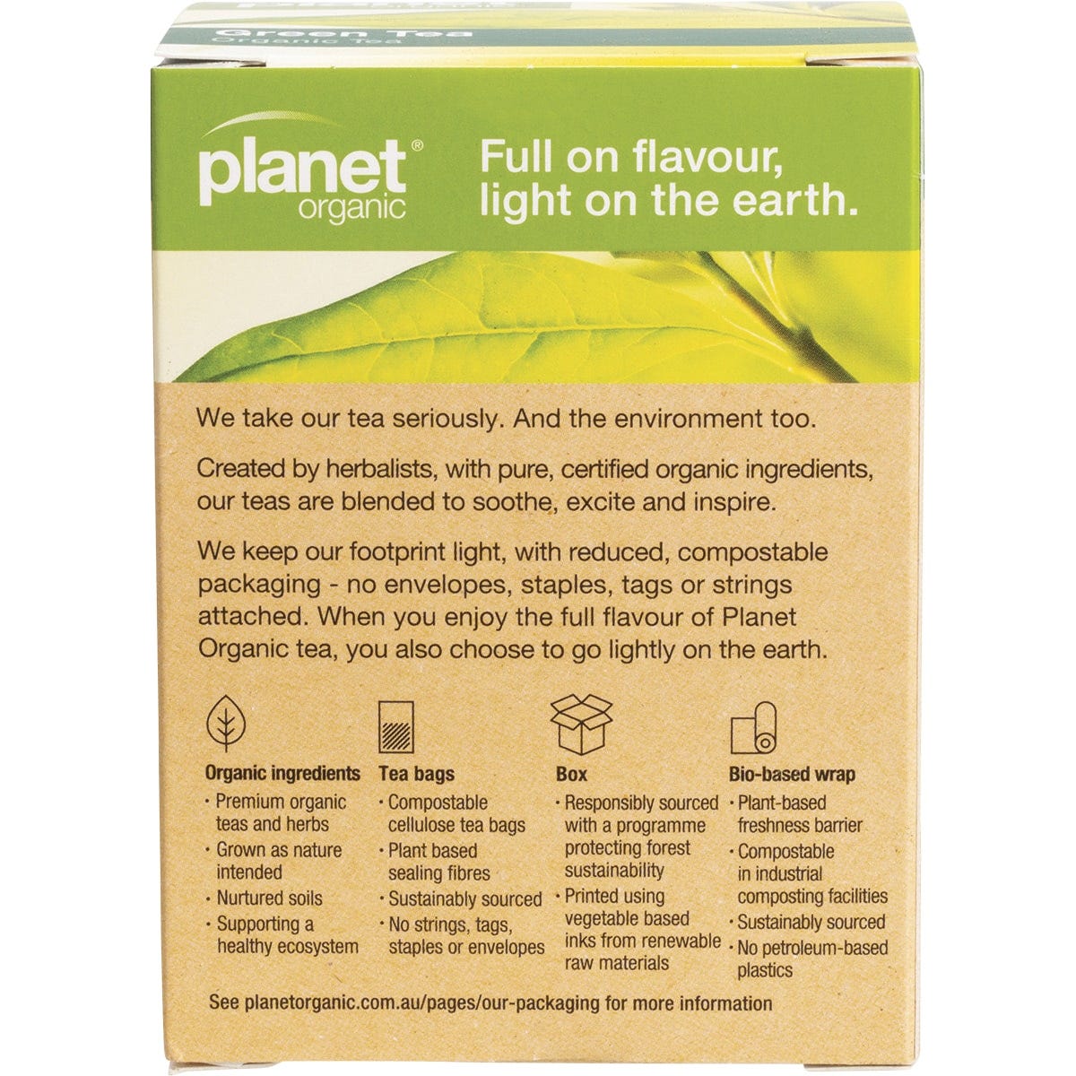 Planet Organic Herbal Tea Bags Green Tea 25pk - Dr Earth - Drinks