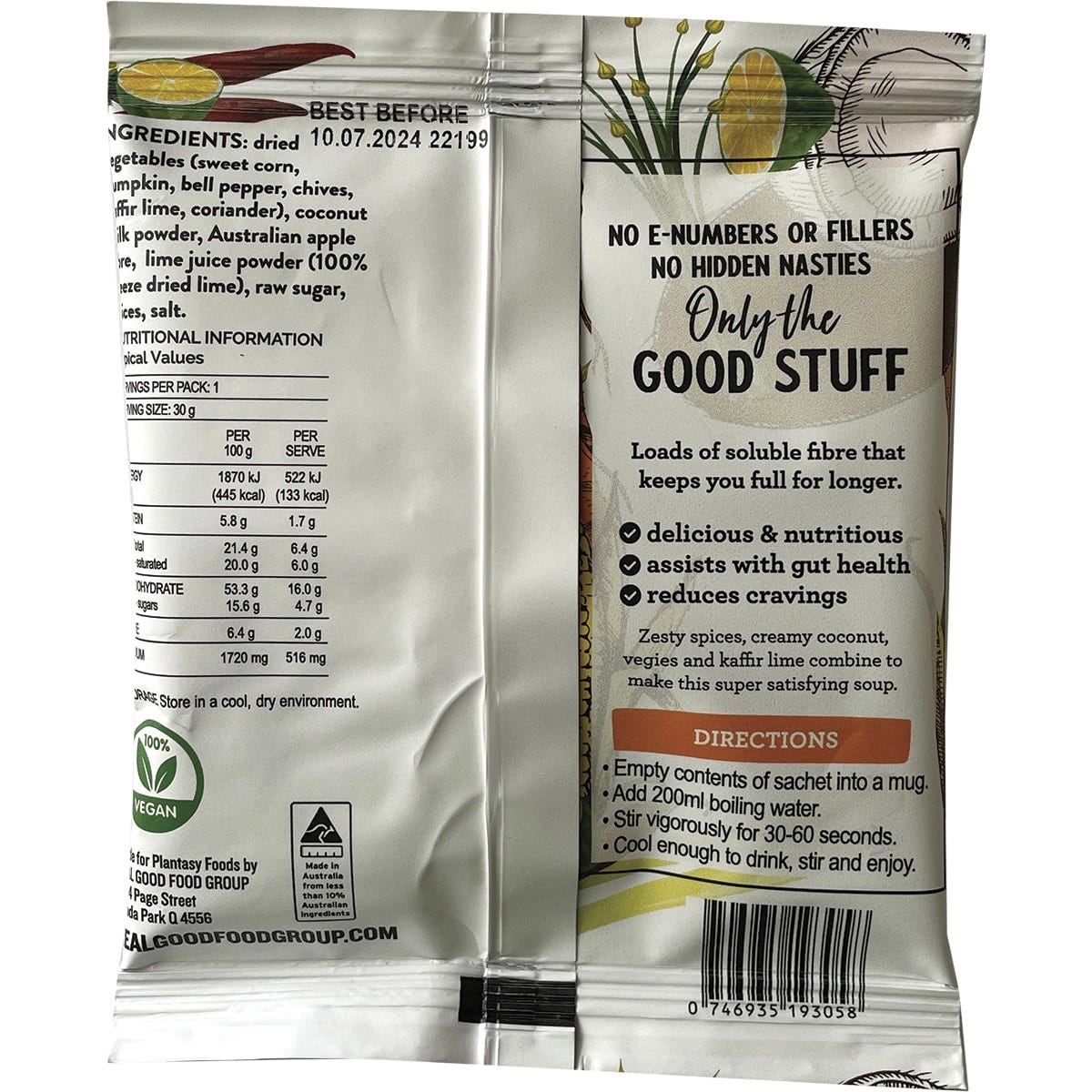 Plantasy Foods The Good Soup Laksa with Kaffir Lime and Coconut 30g - Dr Earth - Convenience Meals