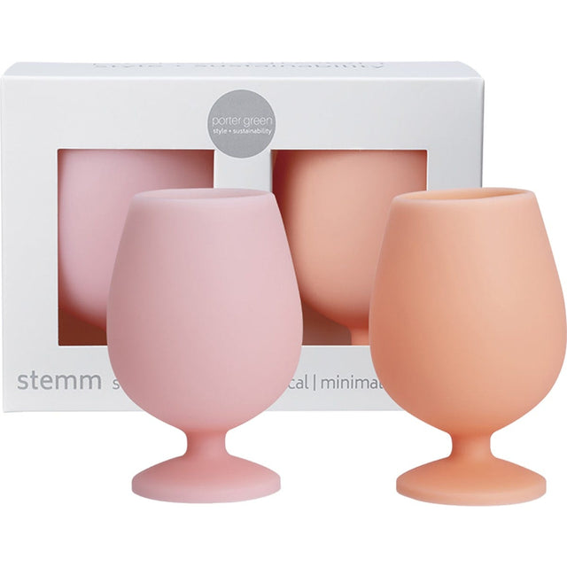 Porter Green Stemm Silicone Wine Glass Set Arendal 2x250ml - Dr Earth - Cups & Tumblers