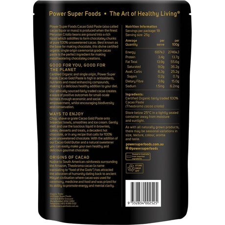 Power Super Foods Cacao Gold Paste Chunks 450g - Dr Earth - Cacao