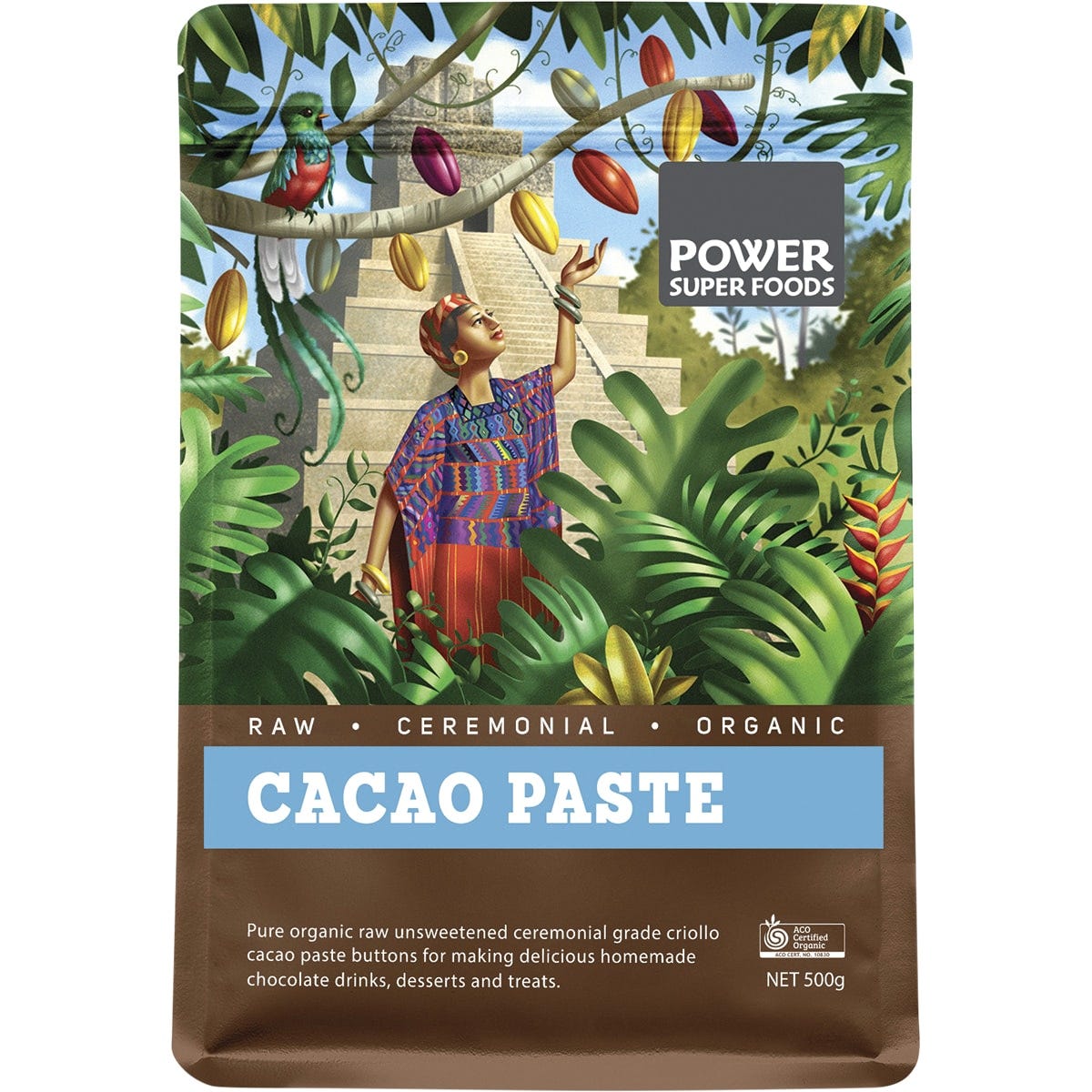 Power Super Foods Cacao Paste Buttons The Origin Series 500g - Dr Earth - Cacao