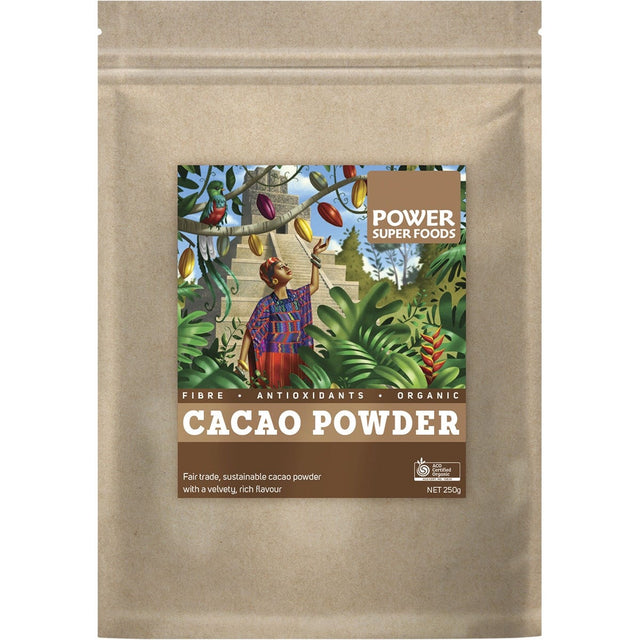 Power Super Foods Cacao Powder Kraft Bag 250g - Dr Earth - Cacao
