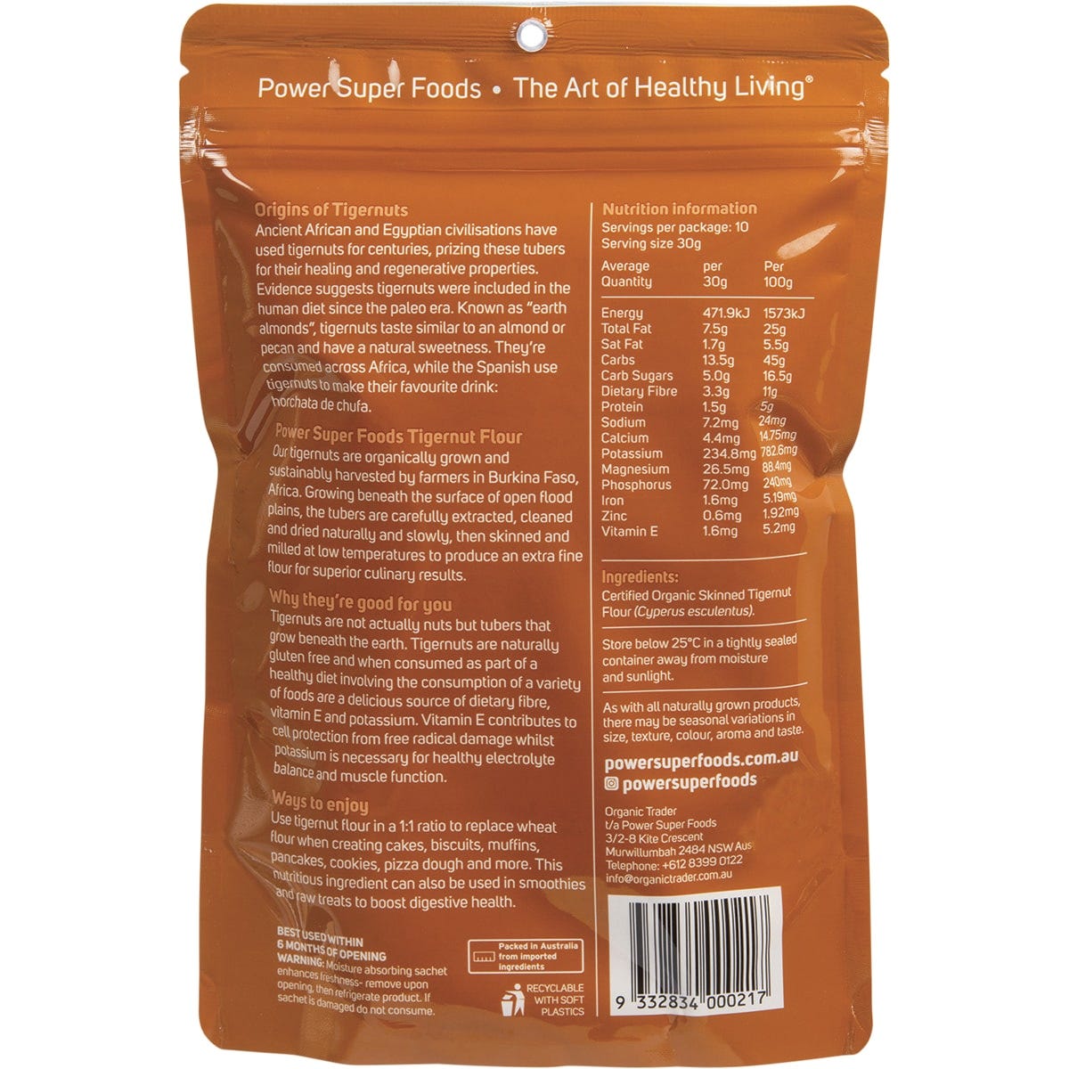 Power Super Foods Tigernut Flour The Origin Series 300g - Dr Earth - Baking