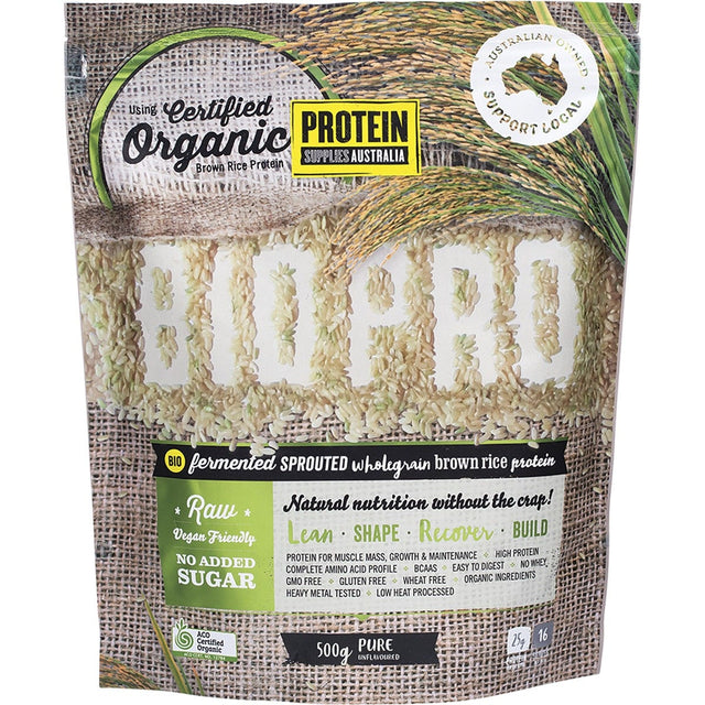 Protein Supplies Australia BioPro Sprouted Brown Rice Pure 500g - Dr Earth - Nutrition