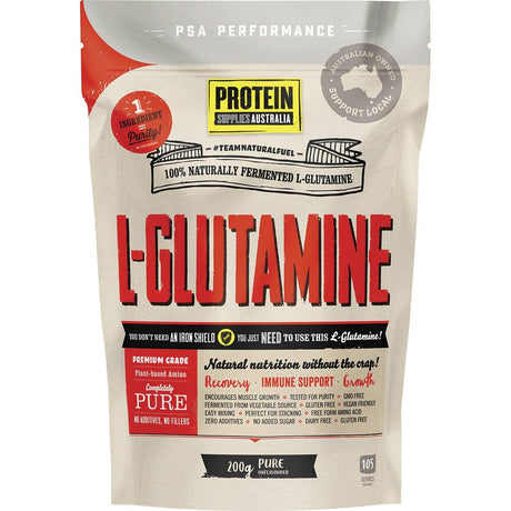 Protein Supplies Australia L-Glutamine Plant-Based Pure 200g - Dr Earth - Nutrition