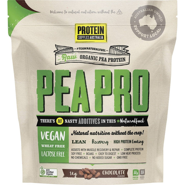 Protein Supplies Australia PeaPro Raw Pea Protein Chocolate 1kg - Dr Earth - Nutrition